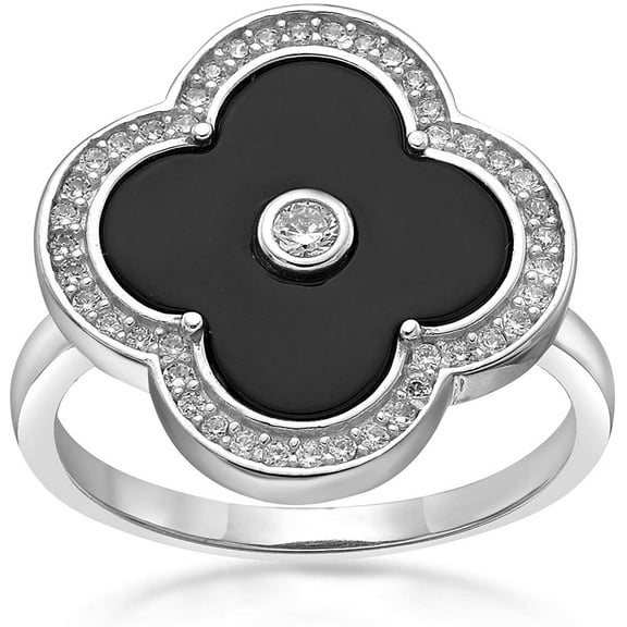 FB JEWELS Solid Simple Flower CZ Ring FB JEWELS Solid Simple Flower CZ Ring